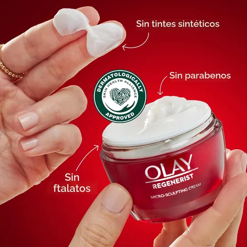 Vista 9 de Olay Crema Hidratante Facial, Crema Micro-Esculpidora Regenerist para Mujeres, Tamaño de Prueba - Hidratación Instantánea, Anti-Envejecimiento