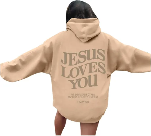 Vista 4 de Jesus Loves You - Sudadera con capucha Christian Jesus Saves Faith para hombre y mujer, ropa de calle, regalo Y2K