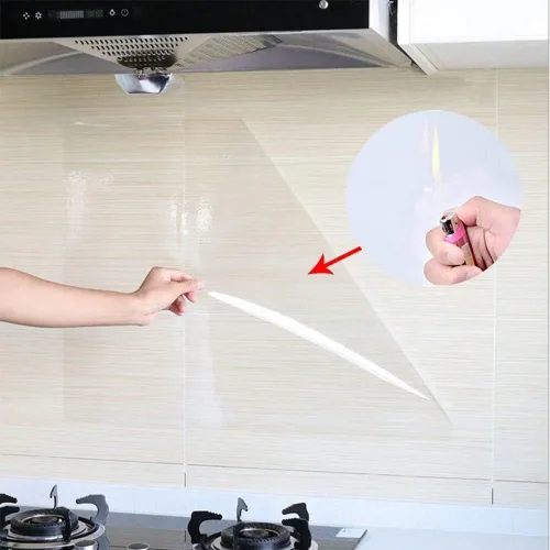 Vista 2 de Protector de pared para salpicaduras de cocina, transparente, pegatina a prueba de aceite de cocina, película autoadhesiva, papel extraíble