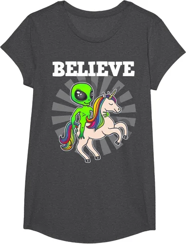 Vista 51 de Believe Space Alien Riding Unicorn - Camiseta de regalo divertida, Negro, S