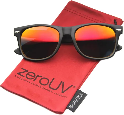 Vista 15 de zeroUV Gafas de sol de estilo con borde de cuernos grandes de la lente del color del flash reflexivo mate plano