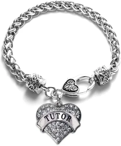 Vista 117 de Pulsera de plata con dije de corazón pavé con joyas de circonita cúbica
