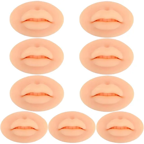 Vista 8 de Labios falsos de tatuaje, 3 piezas de tatuajes, labios de práctica de silicona 5D para prácticas de maquillaje, práctica de tatuajes realistas