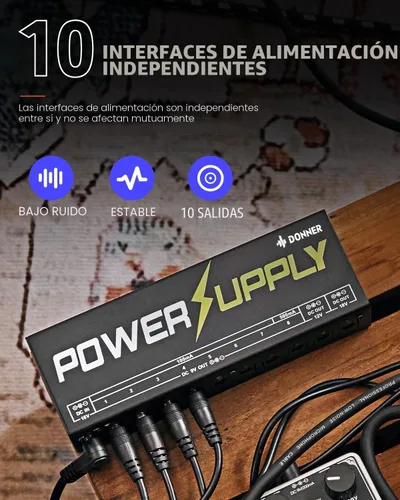 Vista 2 de Donner DP-1 Pedal de Guitarra Fuente De Alimentación 10 aislado DC salida 9 V/12 V/18 V para Pedal de efectos.
