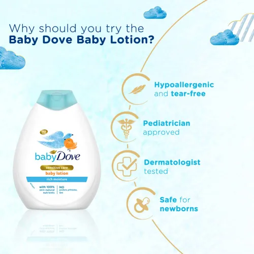 Vista 5 de Baby Dove Loción nutritiva para bebés rica en humedad, 13.5 fl oz