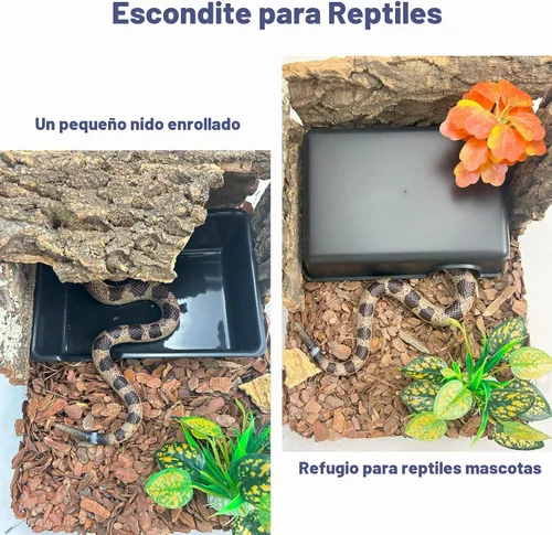 Vista 4 de Cueva húmeda para reptiles, escondite de serpiente para pitones bola, escondite de gecko, geckos leopardo, dragones barbudos, decoración compacta