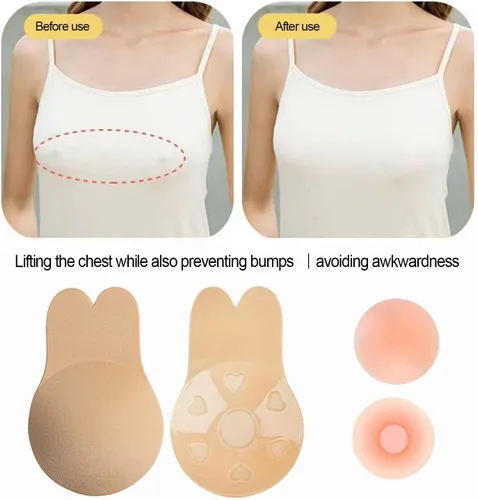 Vista 3 de 3 Pairs 2023 Upgraded Sticky Bra Adhesive Bra Invisible Silicone Bras Backless Bra Strapless Push Up Bras for Women
