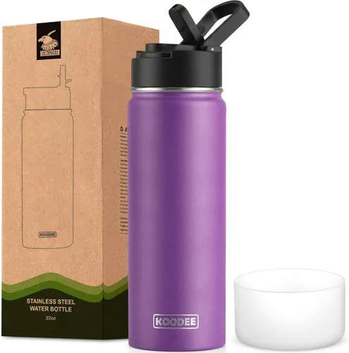 Vista 38 de koodee Botella de agua para niños, botella de agua de acero inoxidable de 12 onzas con aislamiento al vacío para la escuela, botella de agua de boca