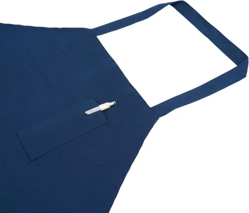 Vista 8 de Restaurantware - Delantales con peto RW, 100 delantales con 3 bolsillos, longitud media, lavable a máquina, delantales unisex de poliéster negro