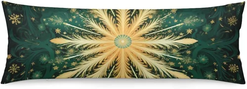 Vista 9 de Funda de almohada corporal con estampado de bosque natural, funda protectora larga con cremallera, pinos verdes con copos de nieve, funda
