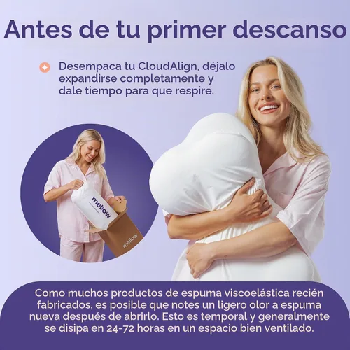 Vista 11 de Mellow Almohada Cloud Alignment – Soporte ergonómico para alineación de cuello y columna, doble altura, relleno ajustable, funda lavable a máquina