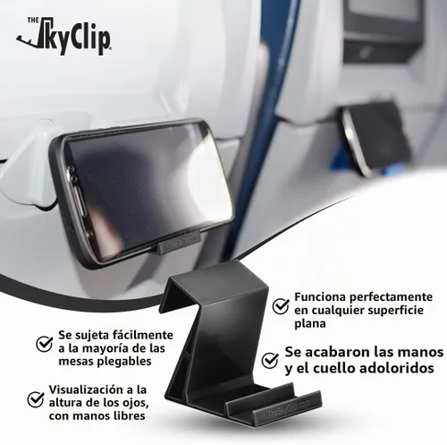 Vista 3 de The SkyClip Soporte de mesa para teléfono celular de avión para la parte trasera del asiento y soporte resistente para teléfono, compatible