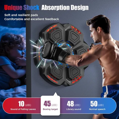 Vista 5 de LOLBOX Máquina de boxeo musical para adultos y niños, máquina de entrenamiento inteligente de boxeo, entrenamiento de perforación