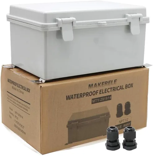 Vista 7 de MAKERELE - Caja de conexiones exterior pequeña impermeable para exterior con cerradura y soporte de pared 5.9" x 3.9" x 2.8" (150x100x70mm) con tapa