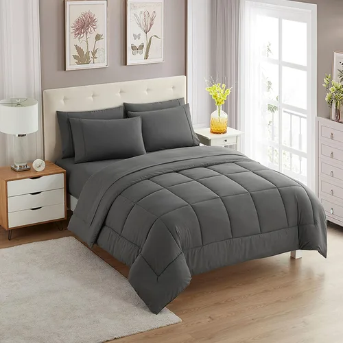 Vista 101 de Sweet Home Collection Juego de edredón de 7 piezas de color sólido para todas las estaciones, manta alternativa de plumón suave y lujosas sábanas