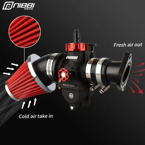 Vista 4 de Nibbi Filtro de aire para motocicleta, filtro de aire de 42 mm para moto de cross, mini moto, moto Pit, motocross, GY6, ATV