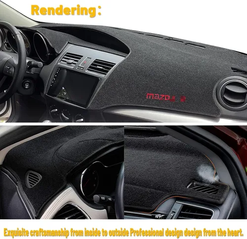 Vista 5 de Tapete antideslizante para tablero de instrumentos compatible con Mazda 3 2010 2011 2012 2013 protector solar (borde negro)