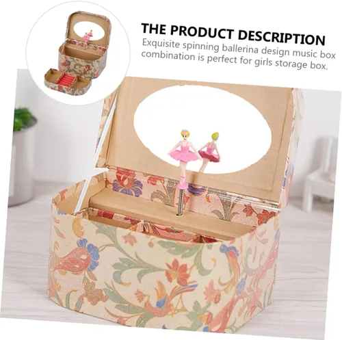 Vista 2 de Holibanna Caja Caja de regalo de música Bailarina musical Joyero organizador de joyas para niños Organizador de almacenamiento de joyas para niñas