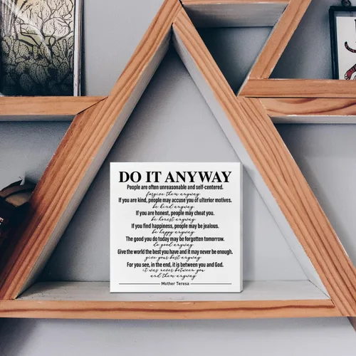 Vista 5 de Caja de madera para oficina en casa, decoración de escritorio con citas inspiradoras para mujeres, hombres, estudiantes, terapeuta, oficina, aula