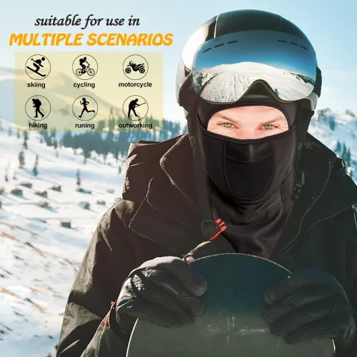 Vista 5 de Pasamontañas para clima frío, máscara térmica de forro polar para invierno, calentador de cabeza, equipo de motocicleta para hombres y mujeres