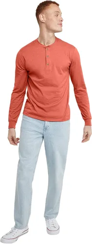Vista 5 de Hanes Originals - Camiseta Henley de algodón de manga larga para hombre
