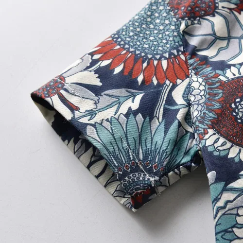 Vista 5 de Camisas hawaianas con botones para niños y hombres, casual, manga corta, camisa Aloha floral, 2 años - Hombres 2XL