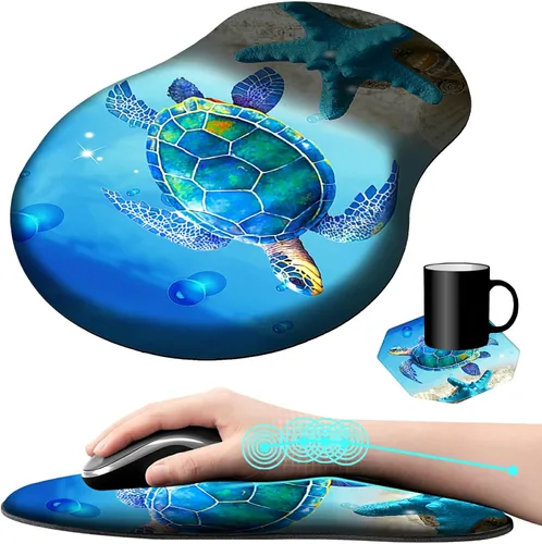 Vista 12 de Alfombrilla de mouse con soporte para muñeca, diseño de mariposa azul, ergonómica, con reposamuñecas para computadora portátil, computadora, hogar