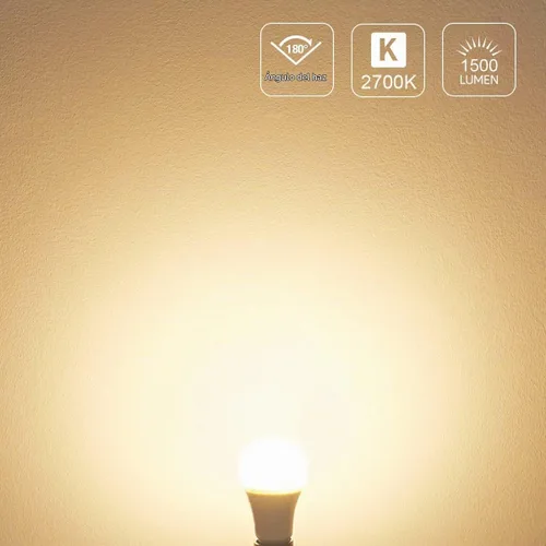 Vista 6 de Lepro - Bombillas LED equivalentes a 100 W, 14 W, 1500 lúmenes, 2700 K, luz blanca cálida, no regulable, base estándar A19 E26, vida útil de 10000