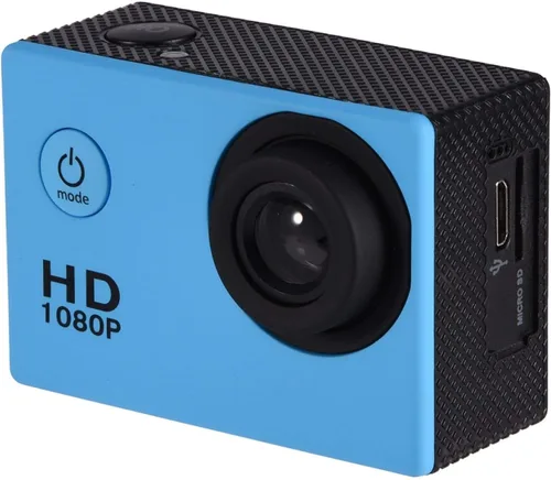 Vista 5 de Cámara de acción deportiva, videocámara subacuática de 30M, videocámara de ángulo de 90 grados con kit de accesorios de montaje (azul)