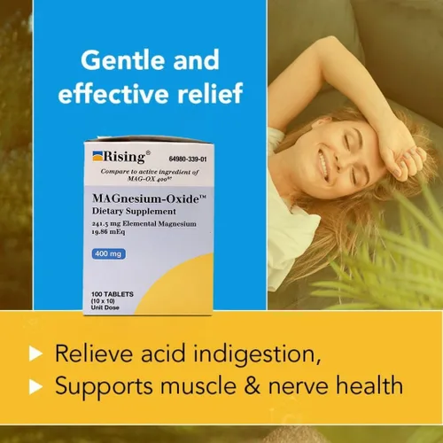 Vista 5 de Rising Pharma - Óxido de magnesio 400 mg - Suplemento dietético de magnesio elemental - 100