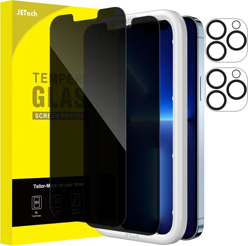Vista 24 de JETech Protector de pantalla de privacidad para iPhone 11 de 6.1 pulgadas con protector de lente de cámara, película de vidrio templado antiespía