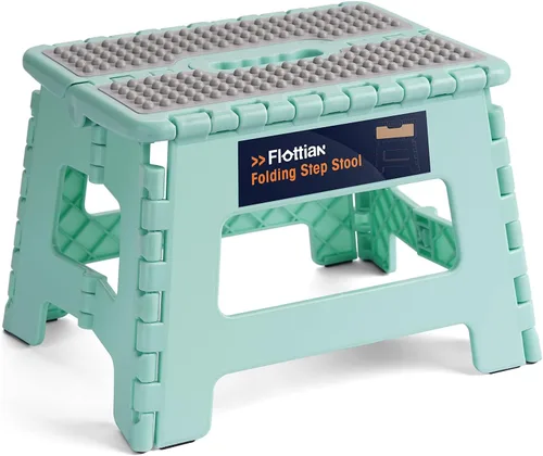 Vista 17 de Flottian Taburete plegable de 13 pulgadas para adultos y niños con capacidad para hasta 300 libras, taburetes plegables antideslizantes con asa