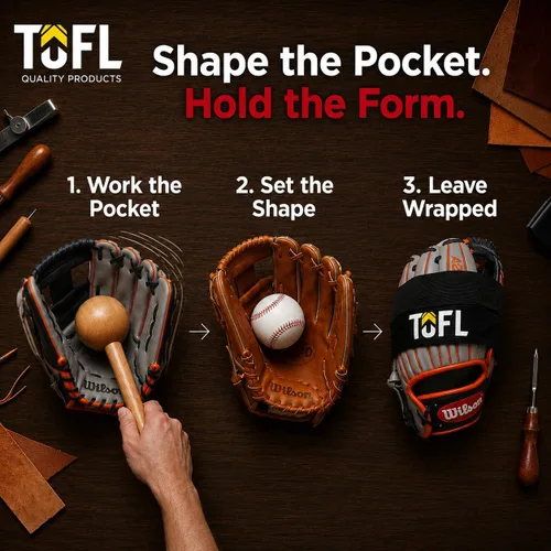 Vista 3 de TOFL Baseball Glove Break-in Kit, Wooden Mallet & Wrap - Color Options