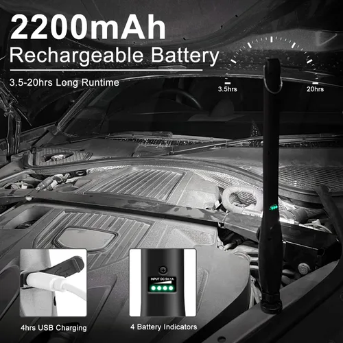 Vista 2 de Luz de trabajo LED, 2200 mAh, recargable, 600 lúmenes, luz de trabajo COB, lámpara de inspección de problemas portátil con gancho de base magnética