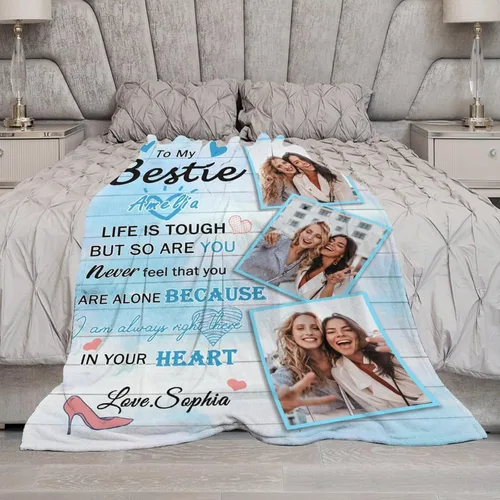 Vista 3 de Artsadd Manta personalizada para mejor amiga con foto y imagen, manta personalizada de amistad para mejores amigos, mejores amigos, hermana