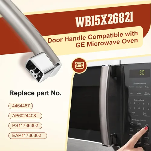 Vista 3 de WB15X26821 Manija de Puerta de Reemplazo Compatible con Horno Microondas GE JVM6175SK2SS JVM7195SK3SS JVM6175SK1SS JVM6175EK2ES JVM7195SK1SS