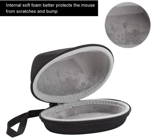 Vista 2 de Funda de ratón inalámbrica EVA Bolsa de almacenamiento de viaje para mouse ergonómico vertical MX, funda protectora portátil con correa de mano