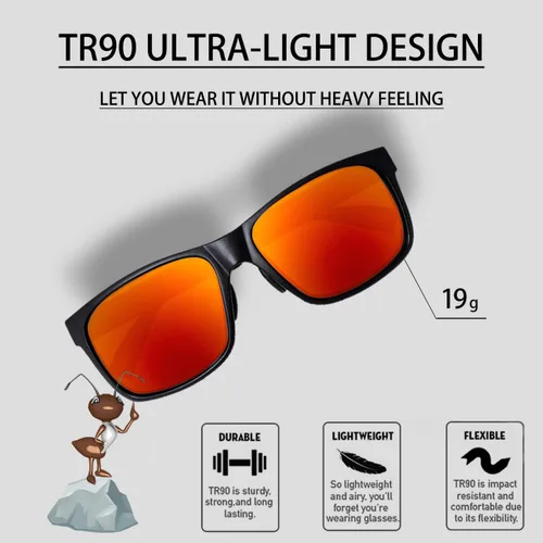 Vista 3 de MAXJULI Gafas de sol polarizadas para cabezas grandes, hombres y mujeres (FIT ML, no apto para XXL), ultra ligeras y delgadas 8105