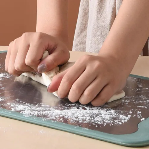 Vista 5 de Tabla de cortar de doble cara, tabla de cortar de acero inoxidable, tabla de cortar carne para cocina, tabla de cortar grande para frutas y verduras