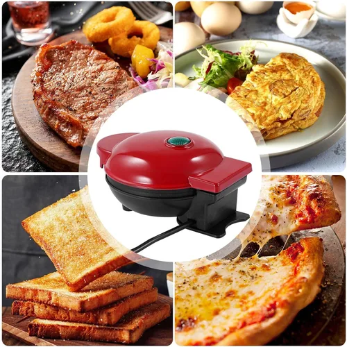 Vista 6 de Plancha pequeña para panqueques - Máquina para hacer panqueques, plancha redonda para panqueques individuales, galletas, huevos, sartén