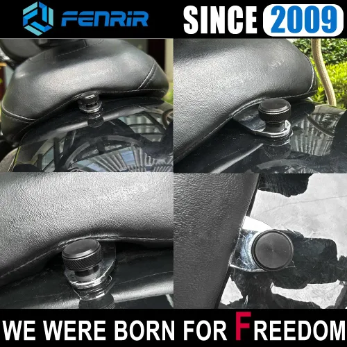 Vista 3 de Fenrir Kit de base de tornillo de asiento de liberación rápida personalizada de acero inoxidable 304 acabado negro para Harley Davidson 1997-ahora
