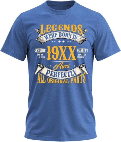 Vista 82 de Camiseta de cumpleaños para hombre, leyendas nacieron en 19XX, camiseta Negro