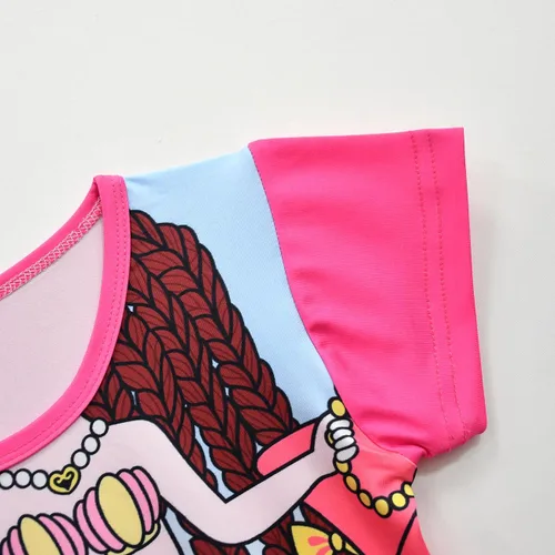Vista 3 de Vestido de princesa para niñas pequeñas, vestido casual con estampado de verano