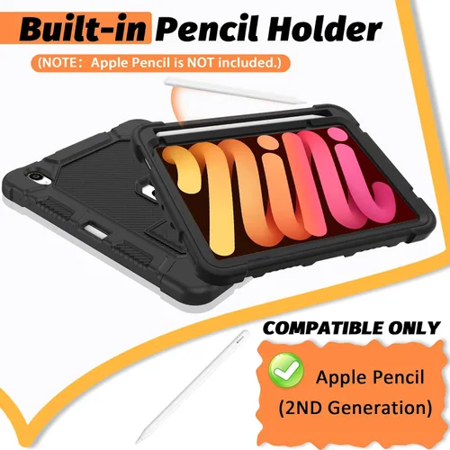 Vista 4 de Funda para iPad mini 7 A17 Pro 2024/iPad Mini 6 2021, Funda Protectora Resistente de Servicio Pesado a Prueba de Golpes para iPad mini 6ª/7ª