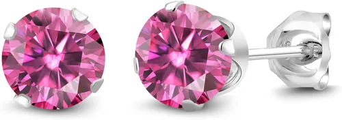 Vista 83 de Gem Stone King Aretes redondos de plata de ley 925 con piedra natal de 0.236 in para mujer