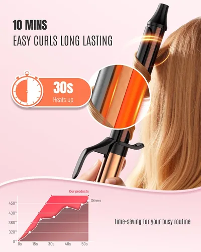 Vista 4 de 1.25 Inch Long Barrel Curling Iron – Ceramic Extra-Long Wand for Smooth Curls & Long-Lasting Beach Waves