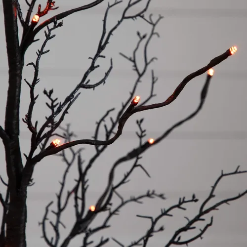 Vista 9 de Nearly Natural Árbol artificial de ramita negra de lujo preiluminado de 3 pies con 36 luces LED naranjas y moradas