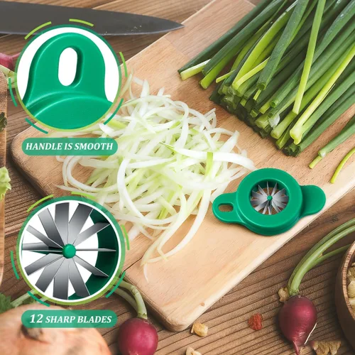 Vista 4 de OSALADI Trituradora de cebolla verde Trituradora de cebolleta verde Cutte de cebolla verde con diseño de 12 cuchillas de acero inoxidable Cortador