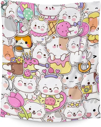 Vista 11 de Manta de gato para regalo, 30 x 40 pulgadas, bonita manta de gato para niños, mantas negras de felpa suave y esponjosa para sofá, oficina