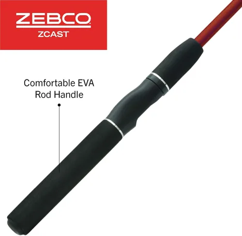 Vista 3 de Zebco Z-Cast - Caña de pescar giratoria duradera con vidrio Z, cómoda asa de caña de EVA, guías de anillo de choque, potencia media